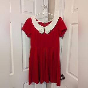 Red modcloth dress with peter pan collar